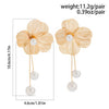 Large Flower Earring with Pearl Pendant Korean Design Stud Earrings for Women Girls Metal Jewelry Accessories Party Gift - Image 4