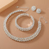Light Double Layer Choker Necklace for Women Full Rhinestone Cuff Bracelet Stud Earring Braidal Wedding Party Jewelry Set - Image 2