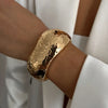 Shixin Punk Exaggerated Smooth Gold Color Wide Chain Spring Bangle Women HipHop Metal Geometric Cuff Bracelet Unisex Men Jewelry - Image 12