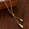 Adjustable Snake Chain Double Waterdrop Tassel Necklace 316L Stainless Steel Vintage Gold Minimalist Pull Long Collarbone - Image 2