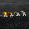 1 Pair Titanium 20G Trinity CZ Stud Earrings Simple Triple Flower Cartilage Earring Set - Image 2