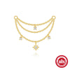 1PC Silver Eight-pointed Star CZ Piercing Earring For Women Tassel Chain Stud Earring Party Jewelry - Image 18