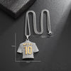 Full Zircon Pendant Necklace Hip Hop Cool Mumber 10 Soccer Star Fan Stainless Steel Clavicle Charming Jewelry Men Necklace - Image 3
