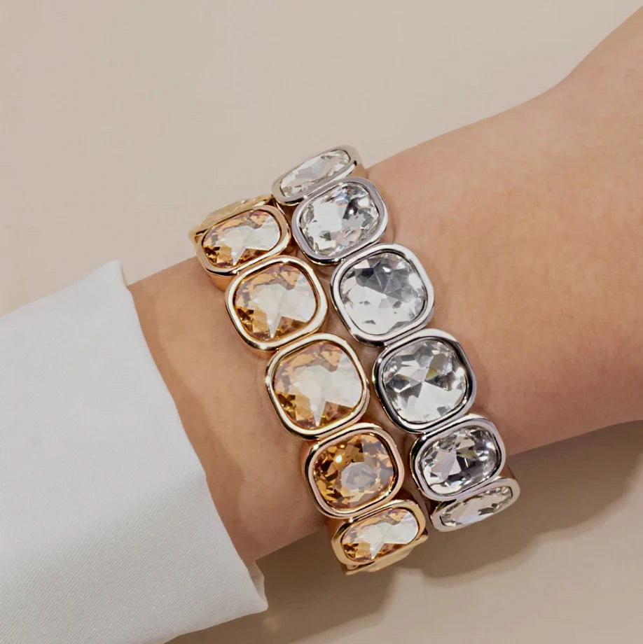 crystal bracelet For Women colorful Geometric rhinestone square elastic thread red white pink bracelet boho style - Image 1