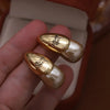 Korean jewelry jewelry gold plated metal letters water drop pearl earrings elegant women's daily work accessories - Image 4