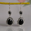 Vintage Black Stone Drop Earring Jewelry Geometric Triangle Hollow Ear Jewelry For Women Girls - Image 3