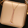 Eilieck 316L Stainless Steel Shiny Cubic Zirconia Waterdrop Pendant Necklace for Women Daily Y-shaped Chain Jewelry - Image 10