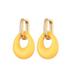 Hollow Oval Resin Acrylic Candy Color Pendant Hoop Earrings For Women Gold Color Stainless Steel Ear Buckle Female Jewelry - Image 4