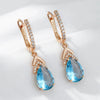 Blue Stone Long Dangle Earrings For Women Rose Gold Color Unique Zircon JEwelry Accessories - Image 4