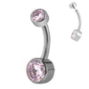 Titanium Belly Button Rings 10mm 12mm with Round CZ Internally Threaded Navel Rings Belly Bars - Image 9