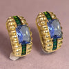 Women Hoop Earrings Gold Color Inlaid Bright Blue/Green CZ Wedding Party Elegant Accessories Jewelry Gift - Image 2