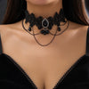 Gothic Black Lace Rope Chain Necklace Crystal Beads Geometric Charm Chokers Collar Girls Women Party Y2K Jewelry - Image 1