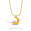 Personality Geometric Moon Sparkling Zirconia Necklace Crescent Pendant Jewelry Women Vacation Choker Gifts - Image 1