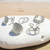 Stainless Steel Shell Starfish Open Ring Set for Women Exaggeration 5Pcs Adjustable Rings Retro Stackable Jewelry Gift - Image 5