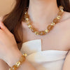 Hyperbole Double Color Square Acrylic Irregular Metallic Beads Beaded Necklace for Women Gold Plated Alloy Strand Chokers - Image 6
