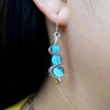 Women Blue Opal Earrings Elegant Drop Dangle Bohemian Cat Eye Stone Wavy Statement Earrings for Wedding Party Jewelry - Image 3