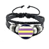 Lgbt Black Weave Leather Bracelet Bi Pride Glass Cabochon Gay Pride Rainbow Flag Photo Bangle Jewelry For Women Men Lovers Gift - Image 9