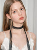 2 Pcs Retro Lace Ribbon Bow Neckband Women Simple Double Layer Long Tassel Necklace Versatile Neck Ornament Accessories - Image 3