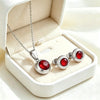 Simple 304 Stainless Steel Round Inlaid Crystal Color Birthstone Lucky Stone Pendant Necklace Earrings Set For Woman - Image 7