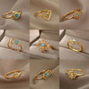 Opal Finger Rings For Women Stainless Steel Adjustable Couple Geometric Open Ring Handmade Aesthetic Jewelry Gift - Image 1
