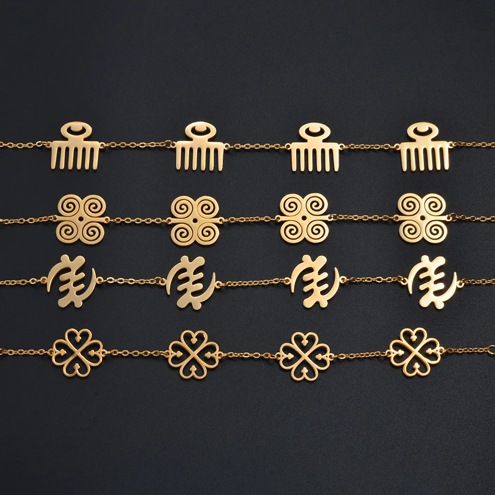 (1 Piece) African Nyame Gye Bracelets Woman Stainless Steel Adinkra Ethnic Traditional Jewelry Charms Bangle #007262 - Image 1