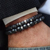 Two-Piece Beaded Bracelet Set in Black or White - Image 1