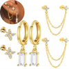 6PCS Green Tragus Huggie Earring Set For Women Fahion Square Crystal Cartilage Hoop Earring Shiny Helix Piercing Lobe Jewelry - Image 11
