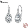 Pear-Cut Hoop Earrings Silver Lab Earrings Women Twinkling Engagement Gift - Image 1