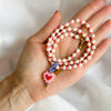 European and American French White Turquoise Bead Necklace, Heart-Shaped Glass Pendant, Sweet Sweater Chain - Image 8