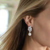 Lady Wedding Earrings Simulated Pearl Pendant Jewelry Bright Zirconia Accessories for Engagement Party - Image 3