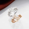 Fancy Leaf Design Adjustable Opening Rings for Women Sparkling Cubic Zirconia Olive Ring Party Daily Wear Jewelry - Image 11