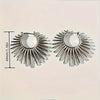 Metal Sun Flower Retro Earrings Female Light Senior Sense Exaggerated Fan Ear Buckle Attendance Cocktail Stud Fan - Image 5