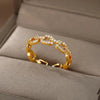 Classic Twist Chain Open Rings For Women Zircon Stainless Steel Geometric Twist Wrapped Couple Ring Wedding Aesthetic Jewelry - Image 4