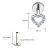 Titanium Mini Heart Cartilage Earring 16G Dainty Flat Back Labret Stud Tragus Helix Piercing Jewelry - Image 7