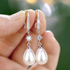 Women Drop Earrings Imitation Pearl Aesthetic Party Wedding Lady Accessories Elegant Jewelry Inlaid Shining CZ - Image 2