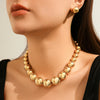 Punk Acrylic Ccb Ball Bead Chain Necklace Drop Earrings for Women Vintage Imitation Pearl Clavicle Chain Grunge Jewelry Set - Image 1