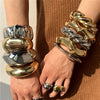 Exaggerated Silver Color Wide Geometric Irregular Cuff Bangles Women Punk Spring Open Bangle Bracelets Chunky Statement Jewelry - Image 4