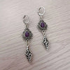 Purple Engraved Water Drop Earring,Vintage jewelry,Gothic accessories,witchcraft,magic,mystery,pagan,ear hook For women and girl - Image 1