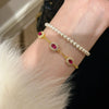 Classic design inlay diamond oval ruby bracelet elastic adjustable light retro bracelets party jewelry - Image 5