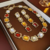 Vintage Purple Rhinestone Necklace Drop Earrings for Women Palace Style Geometric Round Necklace Earrings Ladies Jewelry Sets K - Image 10