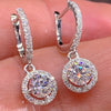 Round White Stone Earrings Delicate Silver Color Party Engagement Wedding Dangle Earrings for Women - Image 1