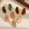 Brown Resin Geometric Shape Earrings Stainless Steel Gold-plated Ear Studs for Women - Image 3