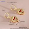 Gold Plated Sacred Heart Drop Earrings For Women Girls Red Cubic Zircon Earring Banquet Party Jewelry 1Pair - Image 11
