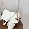 Women's PU Leather Handbag Versatile Color Cherry Pendant Shoulder Bag Casual Commuting Bag Underarm Bag - Image 7
