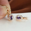Cute Female Rose Gold Color Crystal Blue Stone Earrings Dainty Oval Zircon Wedding Jewelry For Women - Image 5