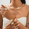 French Style Baroque Imitation Pearl Necklace Bangle Earrings Ring Set For Women Punk Clavicle Chain Torques Jewelry Set - Image 1