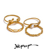 Stainless Steel Pearl Chain Geometric Stackable Thin Ring Gold Color Minimalist Finger Jewelry Gift - Image 1