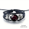 Vintage 12 Zodiac Sign Leather Bracelet Sporty Constellation Glass Snap Button Bracelets For Men Women - Image 11