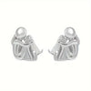 Cute Two Tone Gold Silver Color Women and Dog Stud Earrings Dog Mom Small Hoop Earrings Animal Pet Jewelry - Image 15