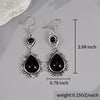 Vintage Black Stone Drop Earring Jewelry Geometric Triangle Hollow Ear Jewelry For Women Girls - Image 5